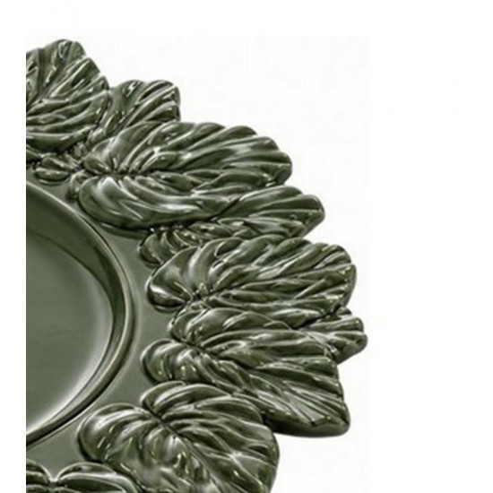 Sousplat 35cm de Plástico Patinado Garden Leaf Premium Verde - Lyor